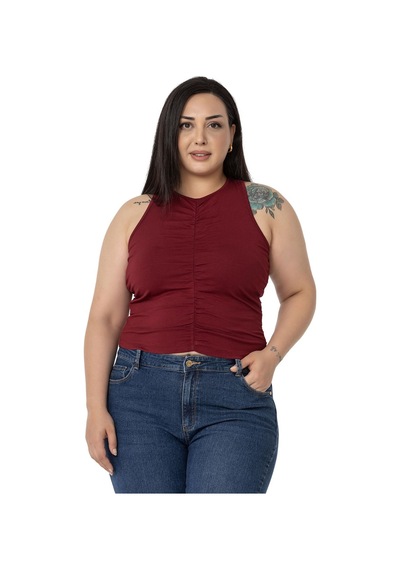 Disentis Büyük Beden Önü Ve Yanları Drapeli Halter Yaka Bordo Body-bordo Bordo