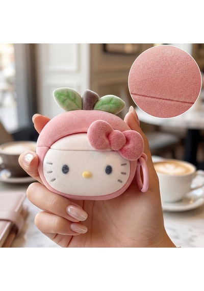 Caseonn Samsung Galaxy Buds 4 Kılıf Karakter Figürlü Tüylü Hllo Ktty Pudra - Beyaz