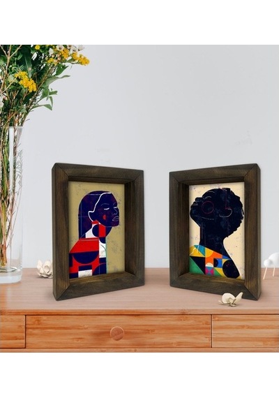 Bk Gift Dekoratif 2'Li Doğal Masif Ahşap Çerçeve 15X20Cm-13