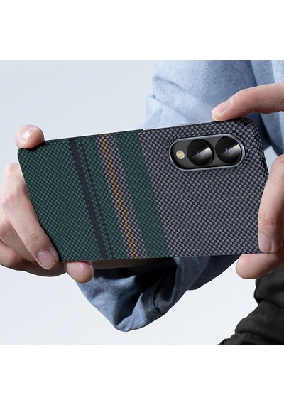 Galaxy S25 Edge Kılıf M-safe Uyumlu Benks Aurora Armorair Kevlar Karbon Fiber Kapak Yeşil