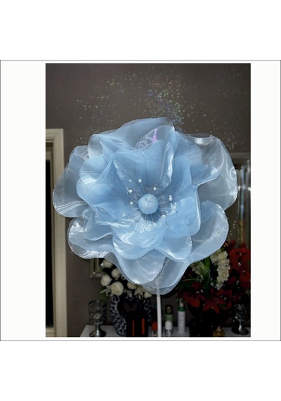 Organze Dev Çiçek Bebek Mavisi 55cm Çap 160cm Boy