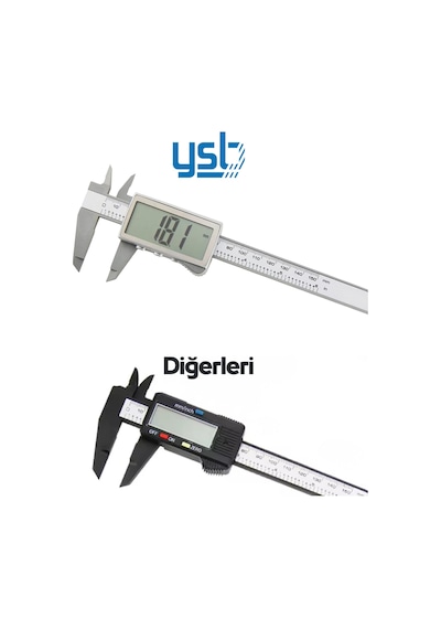 Ysb 150 Mm Karbon Fiber Dijital Kumpas - Ultra Geniş Lcd Ekran - Pil + Yedek Pil Dahil