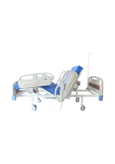 2 Motorlu Hastane Tipi Hasta Karyolası Full Abs Komple Set, 10 Cm Yatak Ve Serum Askısı Dahil
