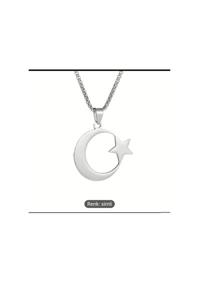 Yıwu 1 Adet Paslanmaz Çelik Ay & Yıldız Kolye Kolye Erkekler & Kadınlar İçin - Göksel Minimalist Gümüş