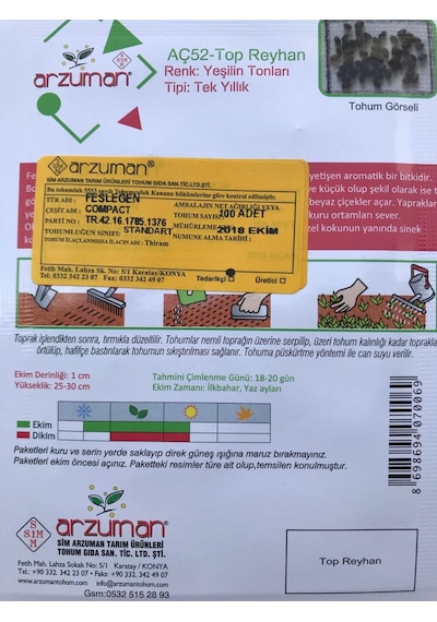 Arzuman Kokulu Top Fesleğen - Reyhan Tohumu 100 Adet
