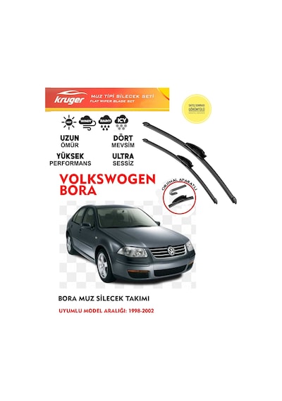 Bora Cam Muz Silgeç Takımı 1.6 1.8 Motor Araca Uyumlu 1998-2002