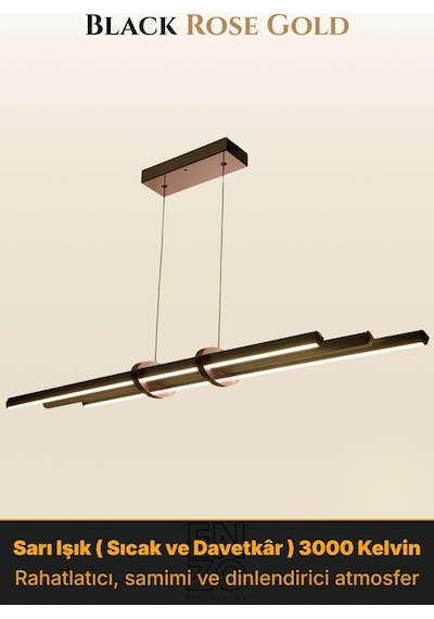 Cosmo Rose Gold Lineer Led Sarkıt Avize Kumandalı Dim Edilebilir Yukarı & Aşağı Işık Sarı Işık