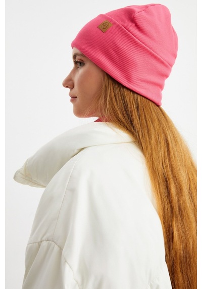 Butikgiz Kadın Balıkçı Style Pamuklu Kaşkorse Terletmez Ultra Hafif Yumuşak Bere Boyunluk Takım Pembe