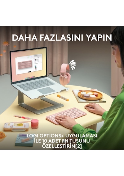 Logitech K380s Pebble Keys 2 Çoklu Cihaz Özellikli Bluetooth Türkçe Q Klavye - Siyah
