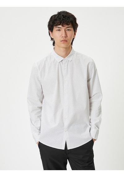 Koton Slim Fit Gömlek Yarım İtalyan Yaka Düğmeli Pamuklu Beyaz Desenli 4sam60082hw Beyaz