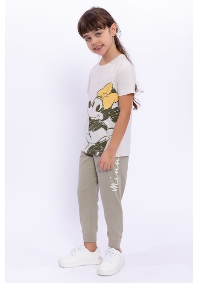 Minnie Mouse Lisanslı Kremmelanj Kız Çocuk Pijama Takımı 5274-28961 Bej Melanj