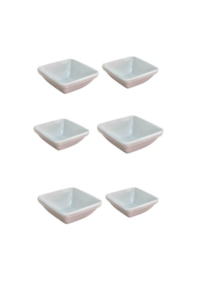 6 Adet Melamin Kare Sosluk 7x2.5 Cm Sos Ve Meze Kabı Beyaz