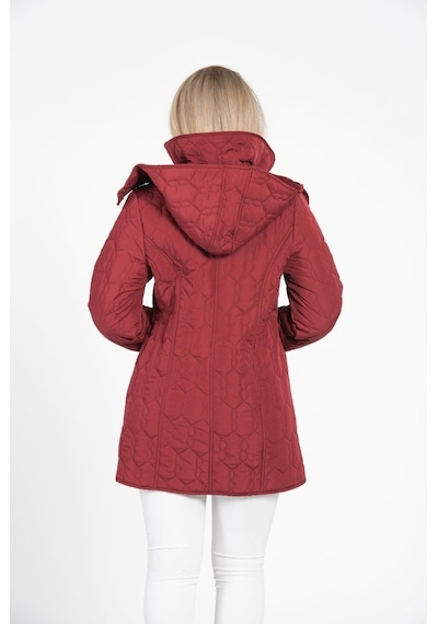 Vetre Kadın Kapitone Mont (75 Cm) Bordo Büyük Beden 1014 Çok Renkli
