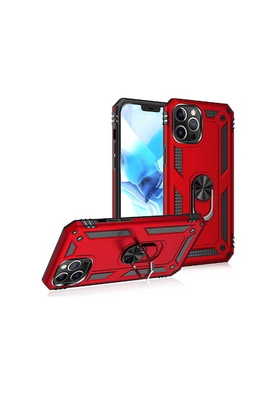 Smcase Apple Uyumlu iPhone 13 Pro Max Kılıf Vega Yüzüklü Tank Silikon