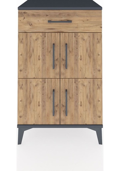 Hyperion Komodin Tek Raflı Tek Çekmeceli 4 Kapaklı 60x44x96 A... Antrasit