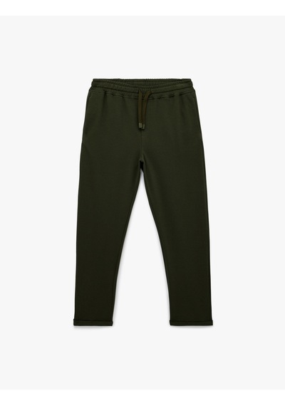 Koton Straight Fit Cepli Duble Paça Beli Bağcıklı Pantolon Yeşil 6sam40012hk