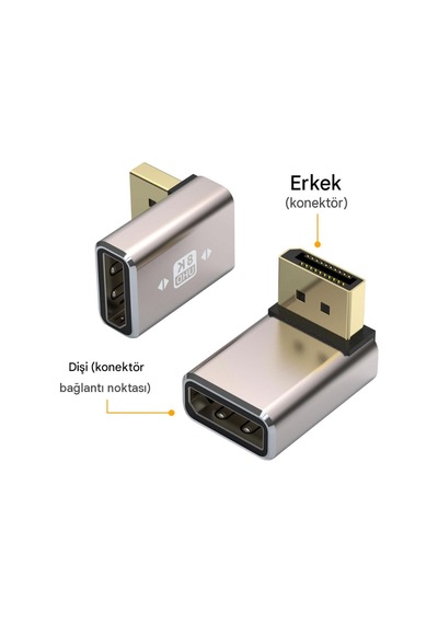 Tr 8k Display Port 90 Derece Sol Açılı Dişi Erkek Dönüştürücü Dirsek Diğer