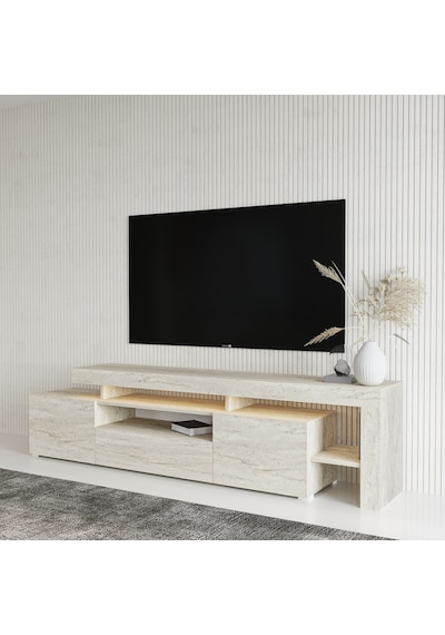 T0014 Led Işıklı Tv Sehpası - Traverten Traverten