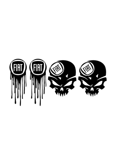 Fiat Kuru Kafa 2 Adet Kanlı Logo 2 Adet Sticker Yapıştırma