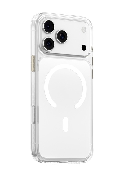 İphone 18 Pro Max Uyumlu Crystal Şeffaf Magsafe Kılıf Metal Tuşlu 6.3 Darbe Emici Beyaz