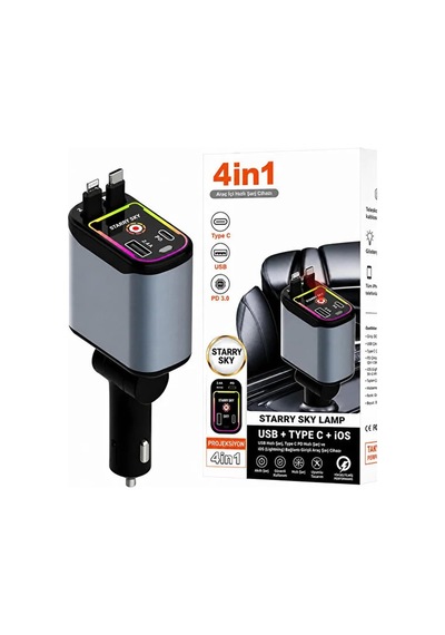 66w Pro Cw1 Led Tavan Aydınlatmalı 4'ü 1 Arada Geri Çekilebilir Çift Kablolu 3.4a Süper Hızlı Araç Şarj Cihaz