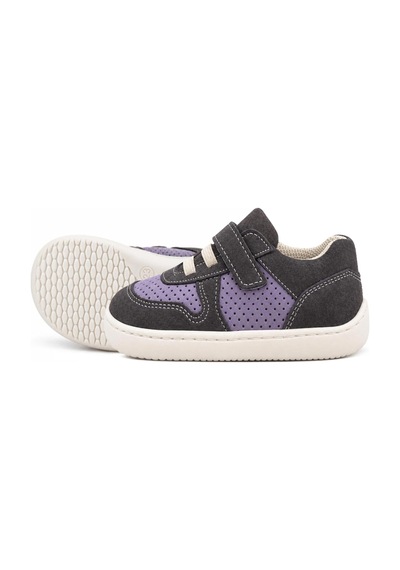 Rakerplus Bob Hakiki Deri Gri Mor Barefoot Cırtlı Lastikli Bebek Sneaker Ayakkabı