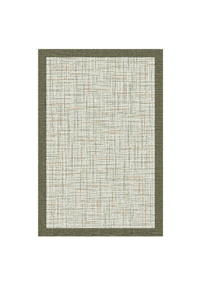 Kartela Halı Jüt Görünümlü Kalın Çerçeveli Halı Adaçayı Yeşili Kaymaz Taban 160x240 Cm