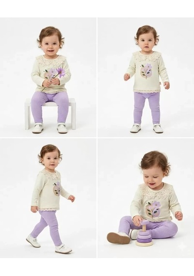 Pekminibebe 6/24 Ay Dantel Yakalı Penye Bebek Takımı Yeşil