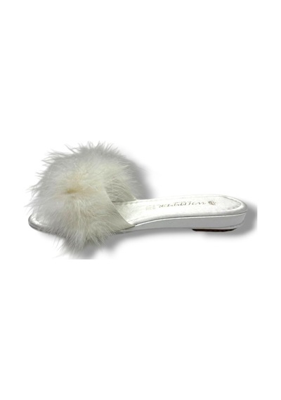 Whipper 9805-26 Fashion Tüylü Kadın Terlik Beyaz