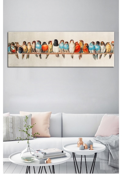 Renkli Kuşlar Muhteşem Dekoratif Kanvas TAblo 150 x 50