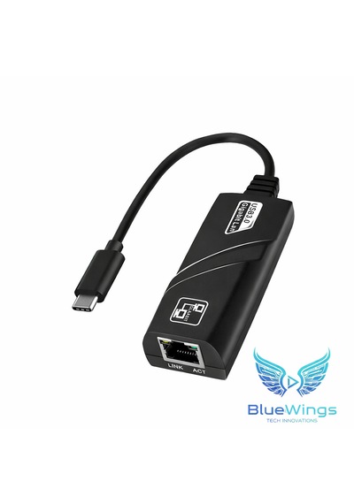 Blue Wings Usb Type-c To Ethernet Dönüştürücü 1000 Mbps Usb 3.0 Gigabit Lan Adaptör Apple Uyumlu Macbook, Laptop, Tablet  Hızlı Internet Adaptörü