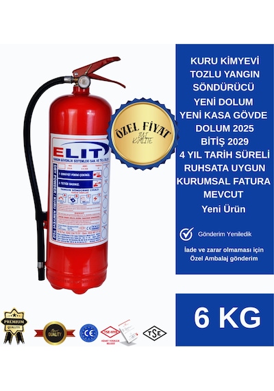 6 Kg Kuru Kimyevi Tozlu Yangın Söndürücü Ruhsata Uygun Dolum 2025 Bitiş 2029