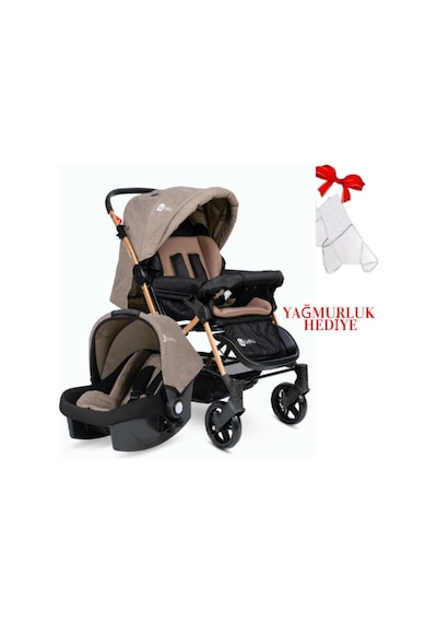 Turhan Bebe 3 Kademe Yatış Pozisyonu Kontrol Penceresi Çift Yönlü Bebek Arabası + Taşıma Puset + Yağmurluk 56465465489
