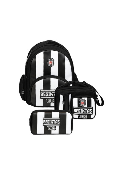 Beşiktaş Erkek Çocuk Üçlü İlkokul Okul Çanta Seti - Beşiktaş 1903 Baskılı Siyah - Beyaz - Setbjk26357a