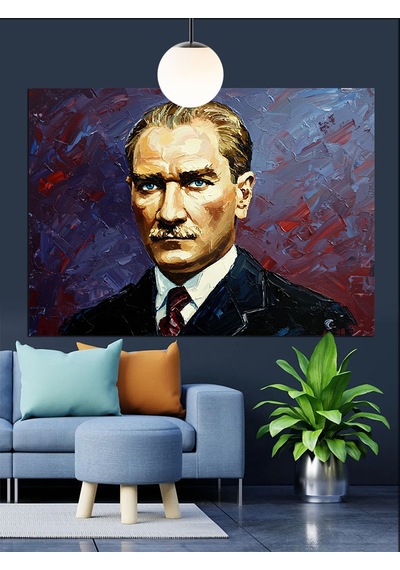 Mustafa Kemal Atatürk Portresi Dekoratif Kanvas - Mdf Ahşap Tablo
