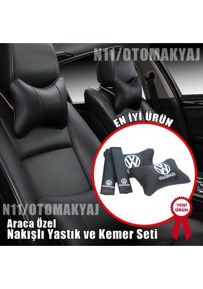 Volkswagen Oto Koltuk Kılıfı Ve Başlık Uyumlu Deri Yastık Set