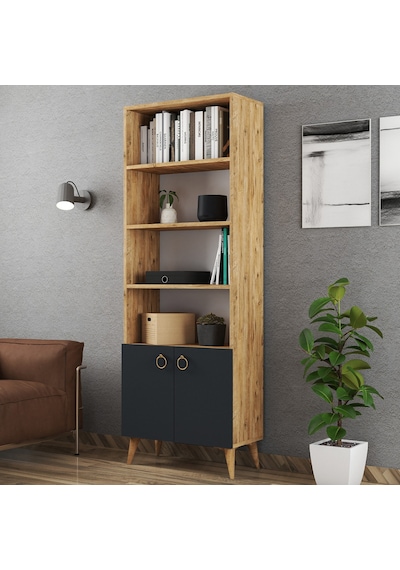 Ferniso Mobilya 2 Kapaklı Kitaplık Çam-Antrasit