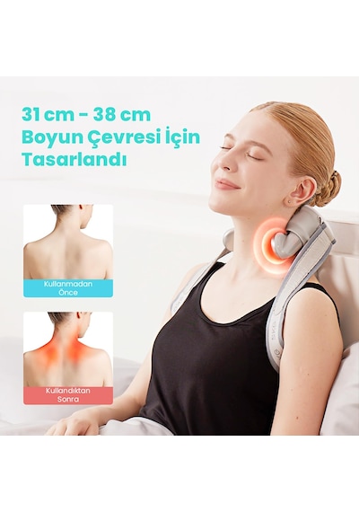 Skg H7 Max Boyun Ve Omuz Masaj Aleti, Shiatsu Masaj Terapisi, Yoğurmalı, Fototerapi Gri