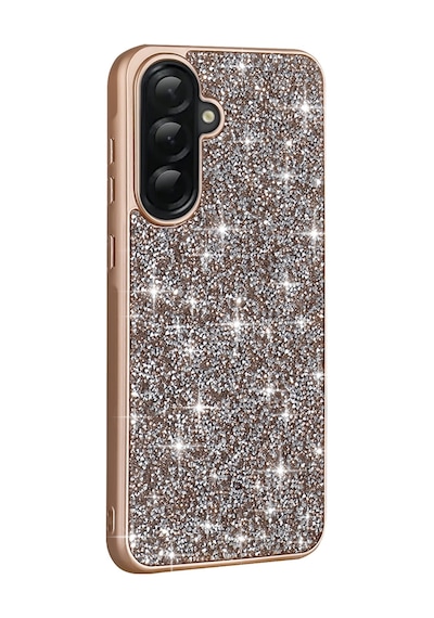 Zore Samsung Galaxy Uyumlu A56 Kılıf Parlak Taşlı Tasarım Omsy Pırlanta Kapak - Gold