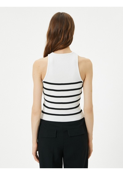 Koton Halter Yaka Atlet Kolsuz Fitilli Siyah Çizgili 4sak30041ht 4SAK30041HT9S9