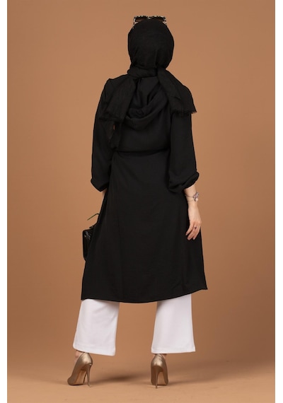 Sevitli Beli Tünelli Mevsimlik Tunik Siyah 2240-Beyaz