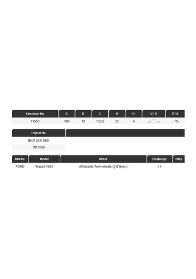 Yavuzsan 13553 Arka Fren Diski V363 14-çift Teker 308 18 6dl Adet 1815600