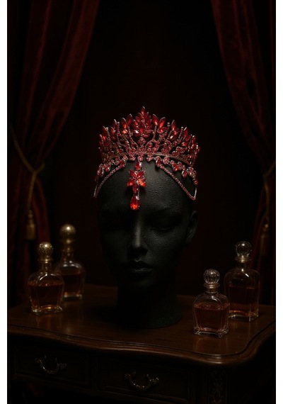 Alınlıklı Gelin,kına,nişan,söz,after,bride,party Taç Kırmızı - 761363335 Kırmızı
