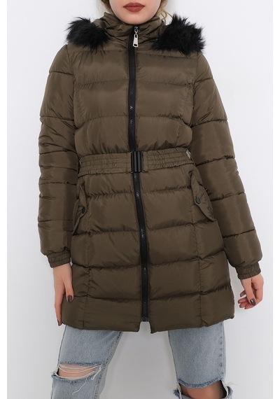 Kemerli Şişme Mont Haki - 6117.1555. Haki