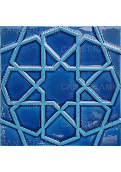 Can Seramik - 20x20 Cm. Rölyefli Selçuklu Yıldızı Seramik Karo N11.230