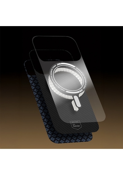 Apple Uyumlu iPhone 17 Pro Max Kılıfm-safe Şarj Özellikli Benks Armorair Armorgrid Serisi Kevlar Mavi Mavi