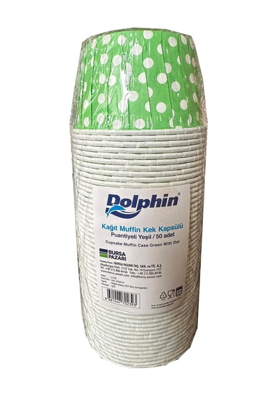 Dolphin Muffin Kağıt Karton Yeşil Puantiyeli Cupcake Kek Kalıbı Kapsülü Kabı - 50 Adetlik 3 Paket