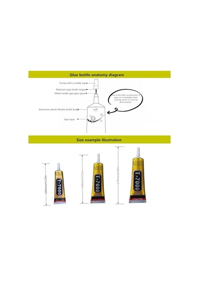 T-7000 50 Ml Süper, Cam, Kumaş, El Sanatı, Yapıştırıcı, Yapboz, Tutkal Onarıma Uygun Çok Amaçlı Yüksek Performanslı Endüstriyel Tutkal Yarı Sıvı Siyah Yapışkan 50 Ml, 1 Paket