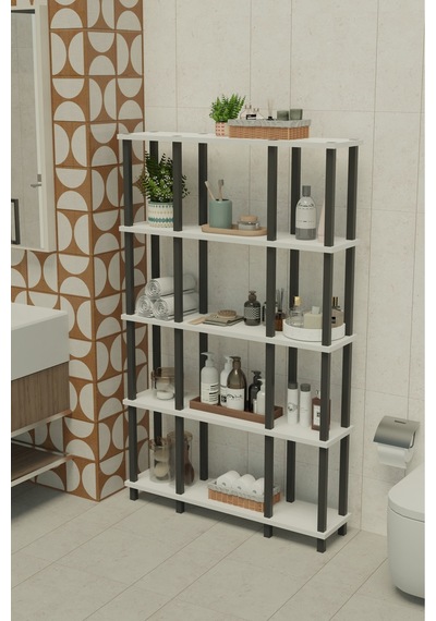 Ravina 5 Katlı Banyo Düzenleyici Çok Raflı Banyo Organizeri Çok Amaçlı Banyo Düzenleyici - Beyaz Beyaz