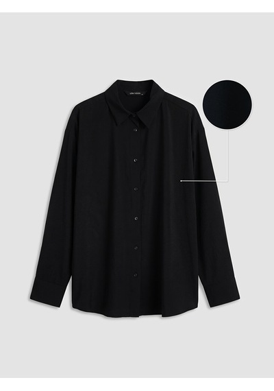 Lcw Vision Siyah Oversize Kadın Gömlek
